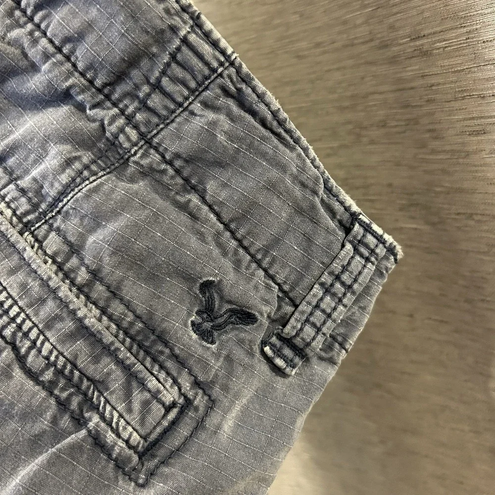 American Eagle Outfitters Cargo Shorts Mens 36 Blue Gray‎ Regular Fit Flat Front